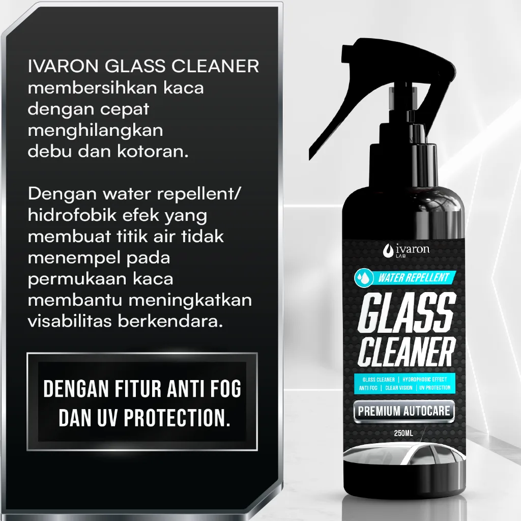 IVARON Glass Cleaner Cairan Pembersih Kaca  Semprotan Anti Jamur & Water Repellent - Spray 250ml