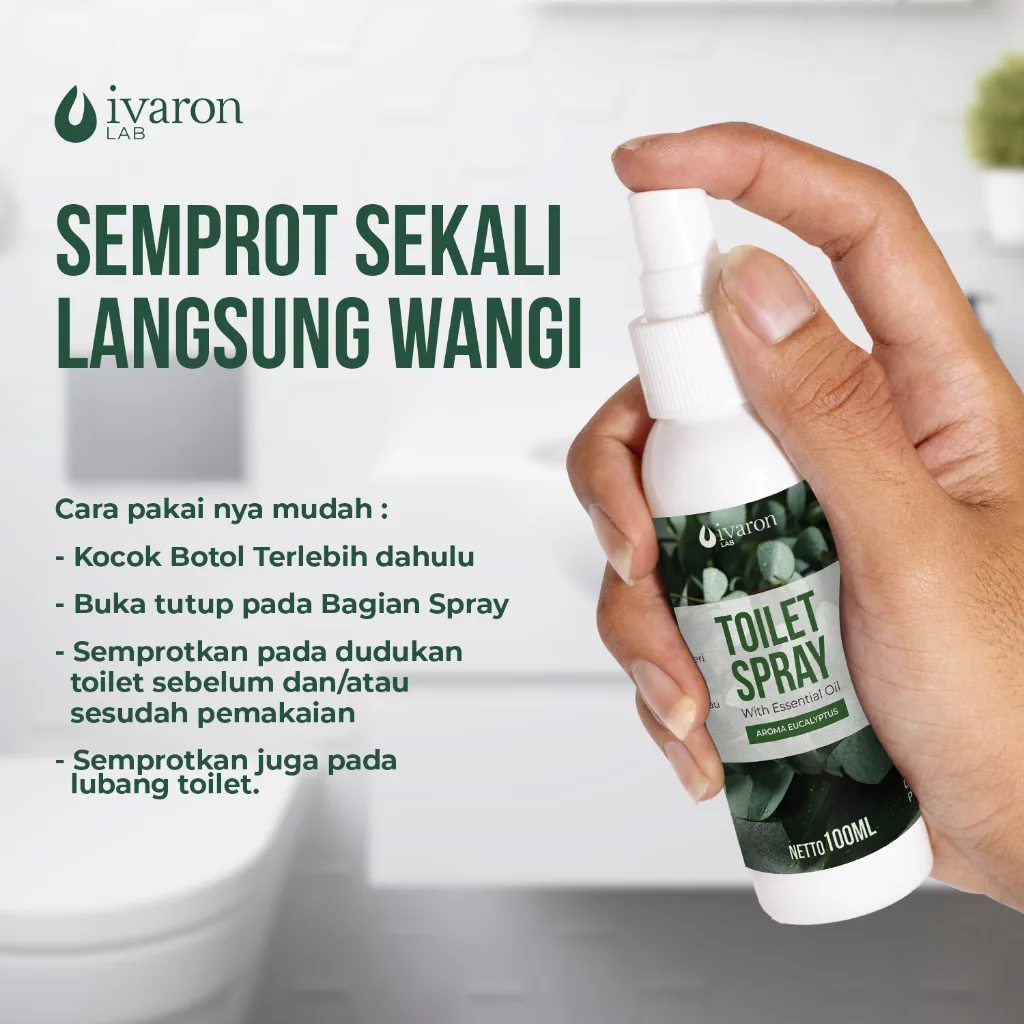 IVARON Toilet Spray Eucalyptus Penghilang Bau Toilet Kamar Mandi Anti Bakteri Wangi Segar 100ml