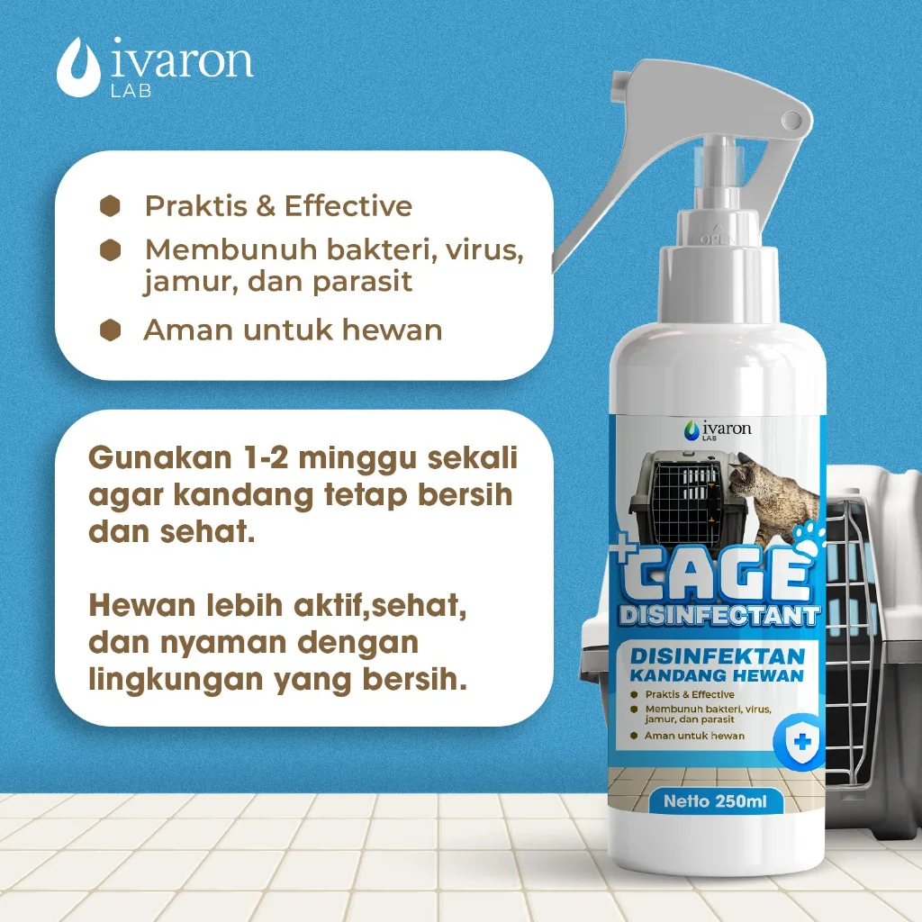IVARON Disinfektan Kandang Kucing Anjing Penghilang Bau Kotoran Kucing Pet Cage Odor Remover Spray