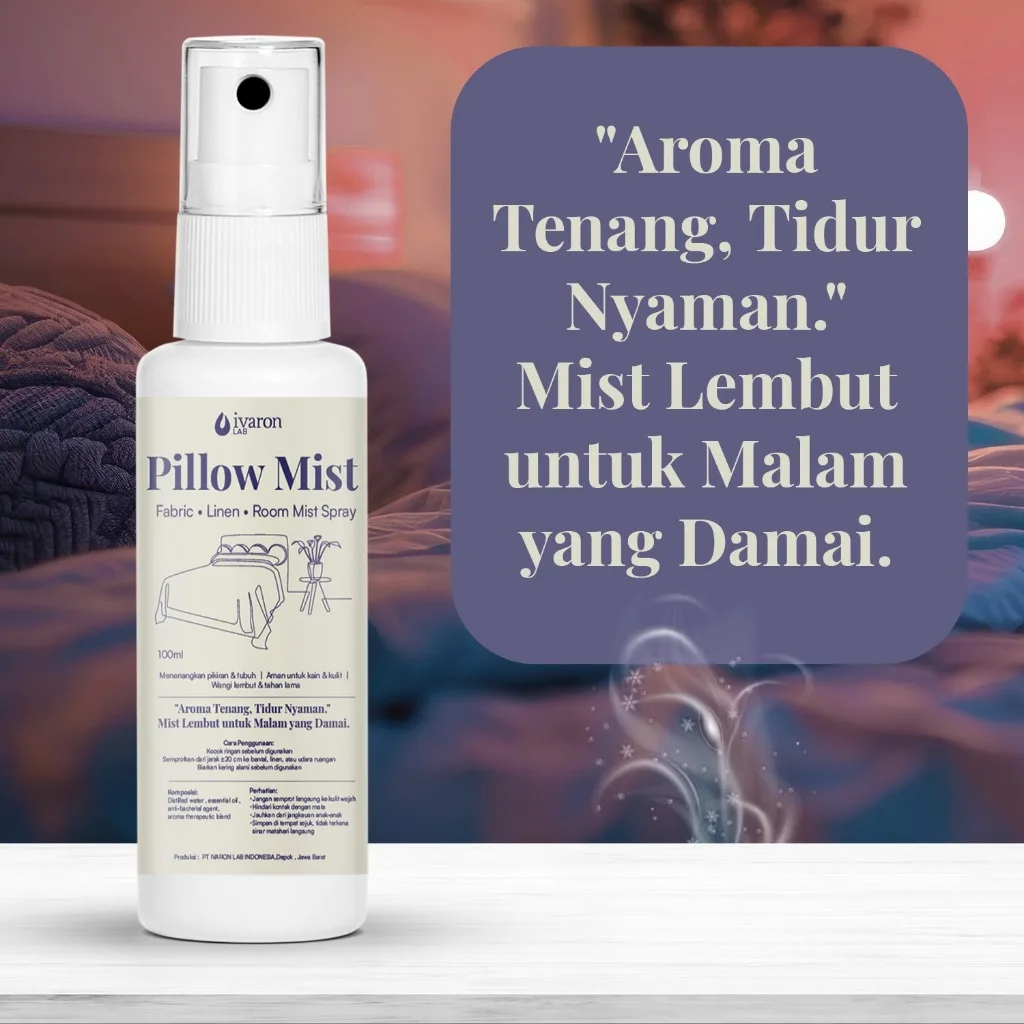 IVARON Pillow Mist Pengharum Bantal & Spray Linen Tidur Nyaman Aromaterapi Relaxing 100ml Tahan Lama