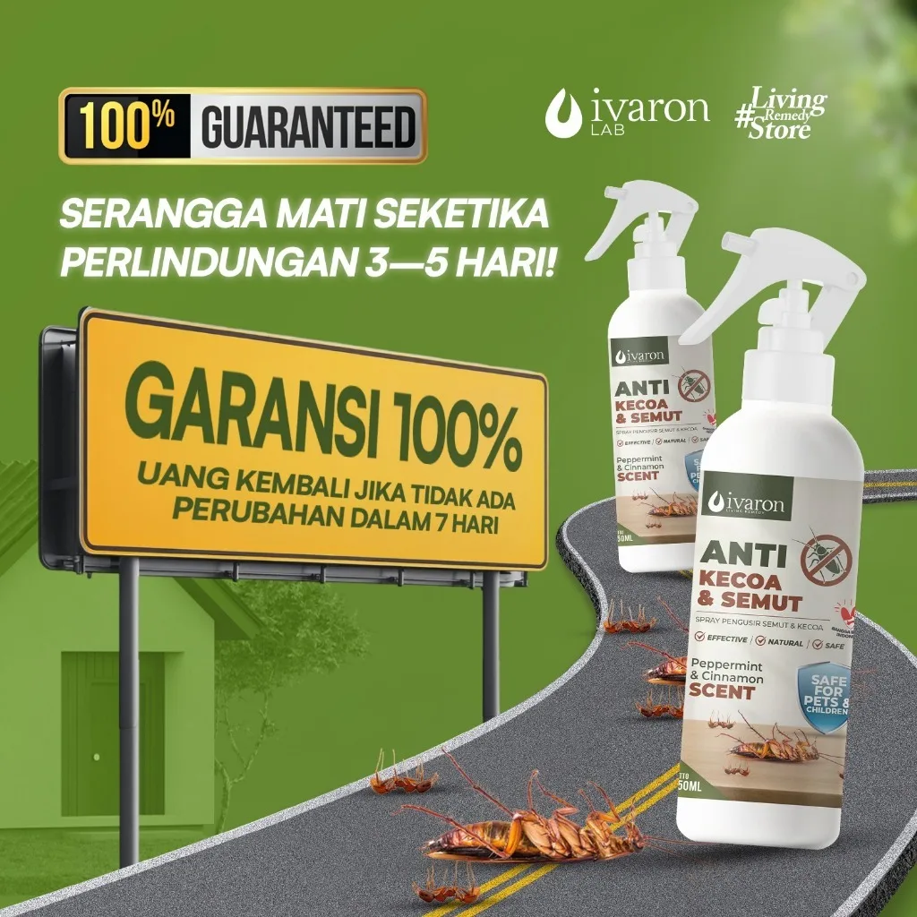 IVARON Paket Racun Kecoa dan Pembasmi Semut Spray 250ml + Refill 250ml Pembasmi Kecoa Paling Ampuh