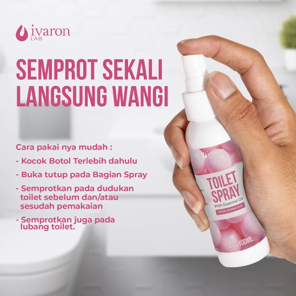 IVARON Toilet Spray Bubble Gum Penghilang Bau Toilet Kamar Mandi Anti Bakteri Wangi Tahan Lama 100ml
