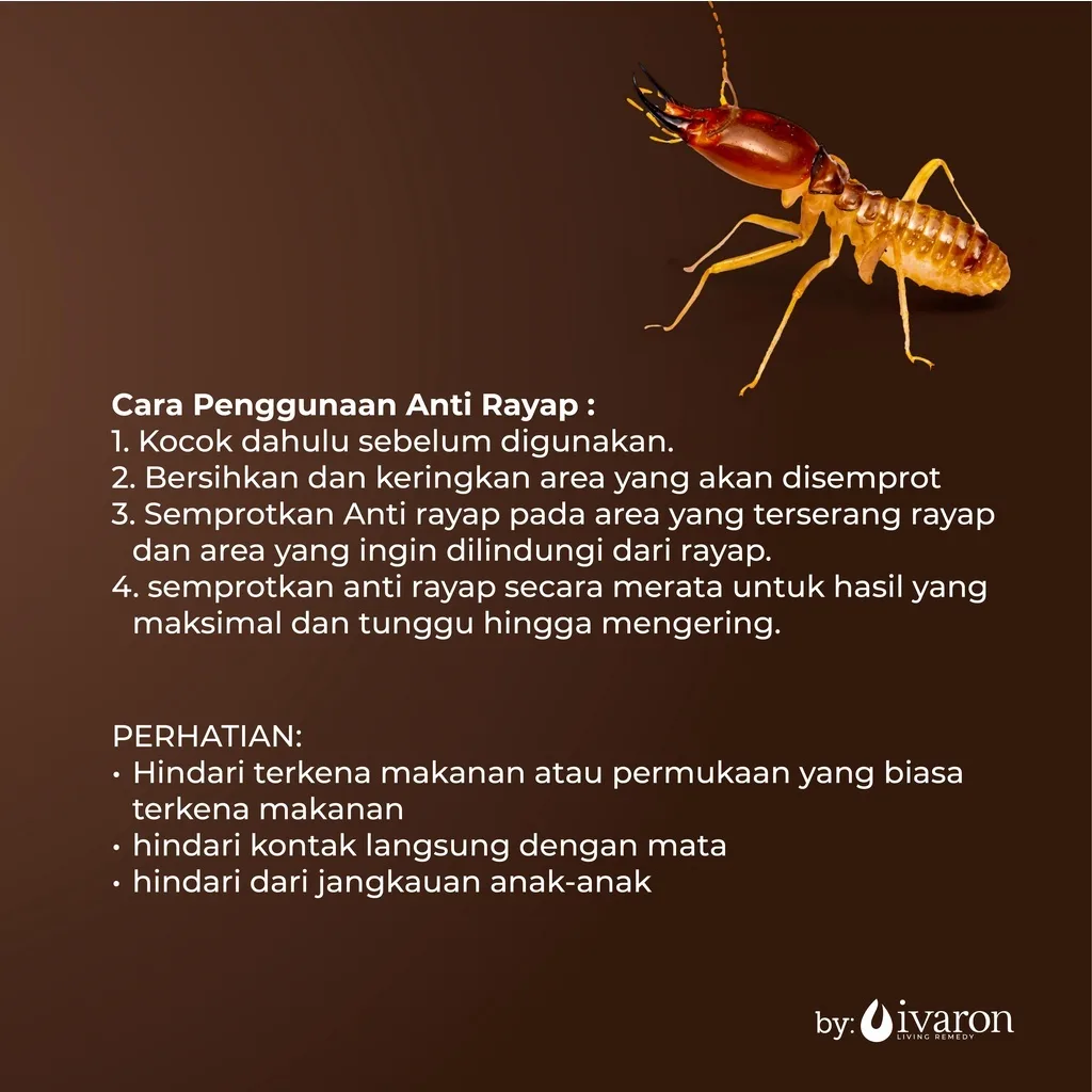 IVARON Paket Obat Anti Rayap Spray 250ml + Refill 250ml Cairan Anti Rayap Kayu dan Tembok Ampuh