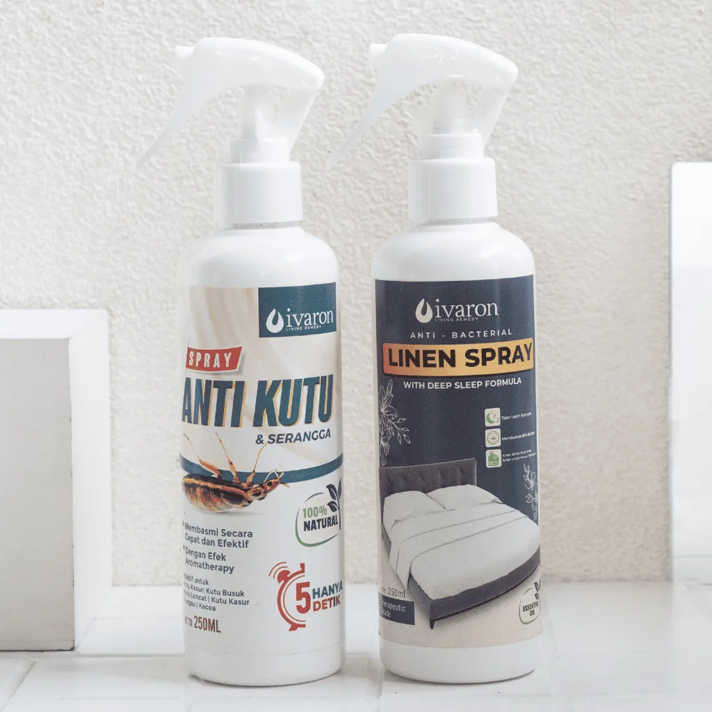IVARON Paket 6 Bed Linen Spray & Anti Kutu Spray Pembasmi Kutu Kasur Aromatherapy Relaksasi Sleeping