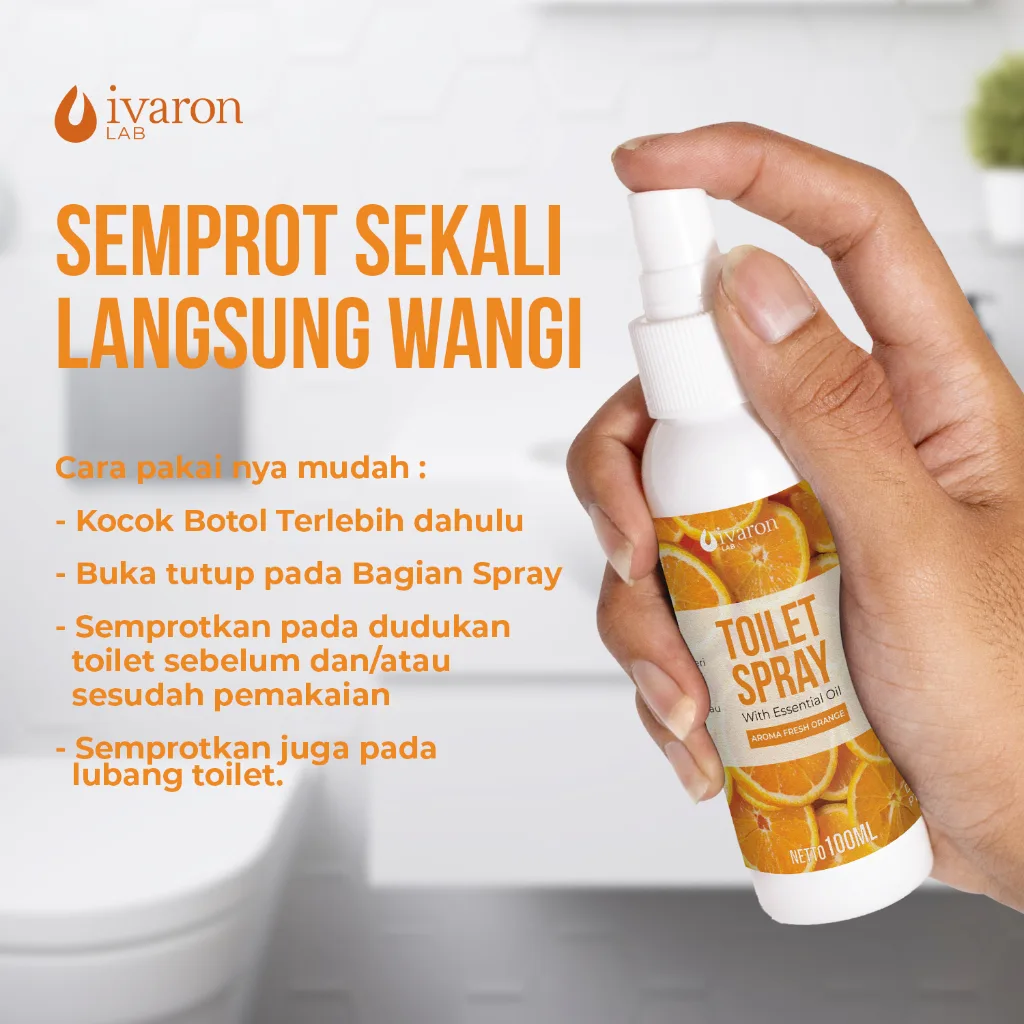IVARON Toilet Spray Fresh Orange Penghilang Bau Toilet Kamar Mandi Anti Bakteri Wangi 100ml