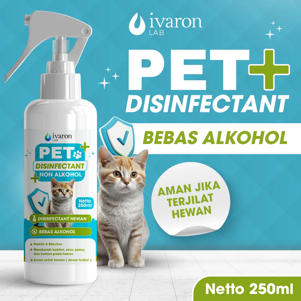 IVARON Paket Disinfektan Kucing & Anjing Aman Dijilat Basmi Virus & Bakteri Obat Kutu Kucing Kandang