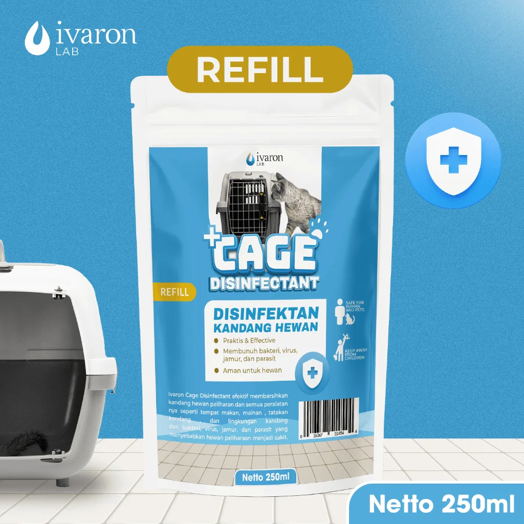IVARON Paket Pet Odor Remover Disinfektan Kandang Spray 250ml + Refill 250ml Penghilang Bau Kotoran