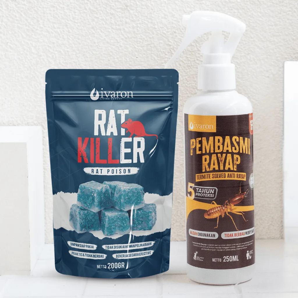 IVARON Paket 2 Pembasmi Rayap 250ml & Rat Killer Racun Tikus Mati Kering 200gr Basmi Hama