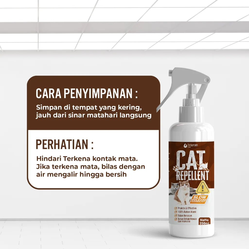 IVARON Paket Pengusir Kucing Cat Repellent Spray 250ml + Refill 250ml Semprotan Anti Kucing Ampuh