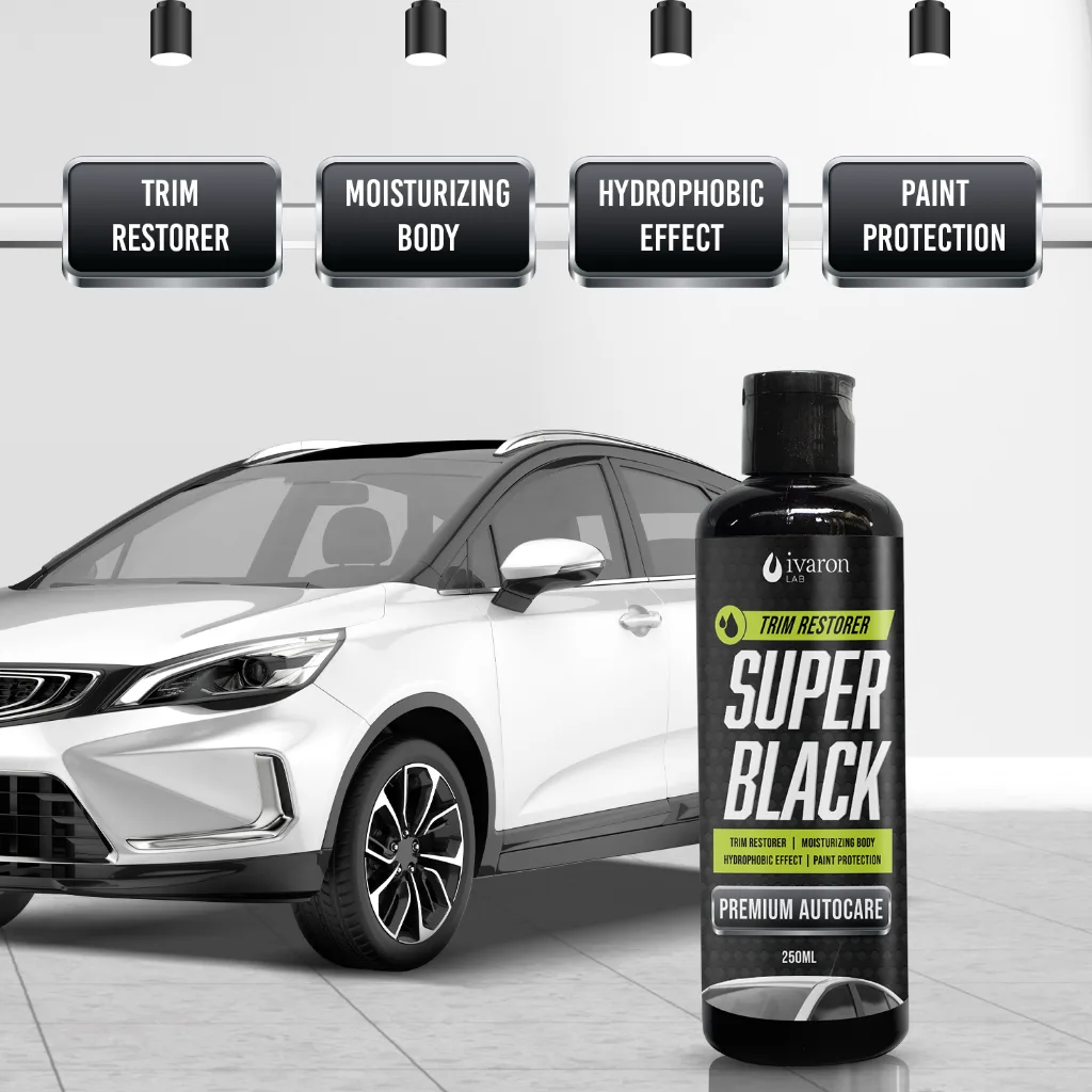 IVARON Paket Penghitam Body Motor Botol 250ml + Refill 250ml Pengkilap Body Kasar Super Black