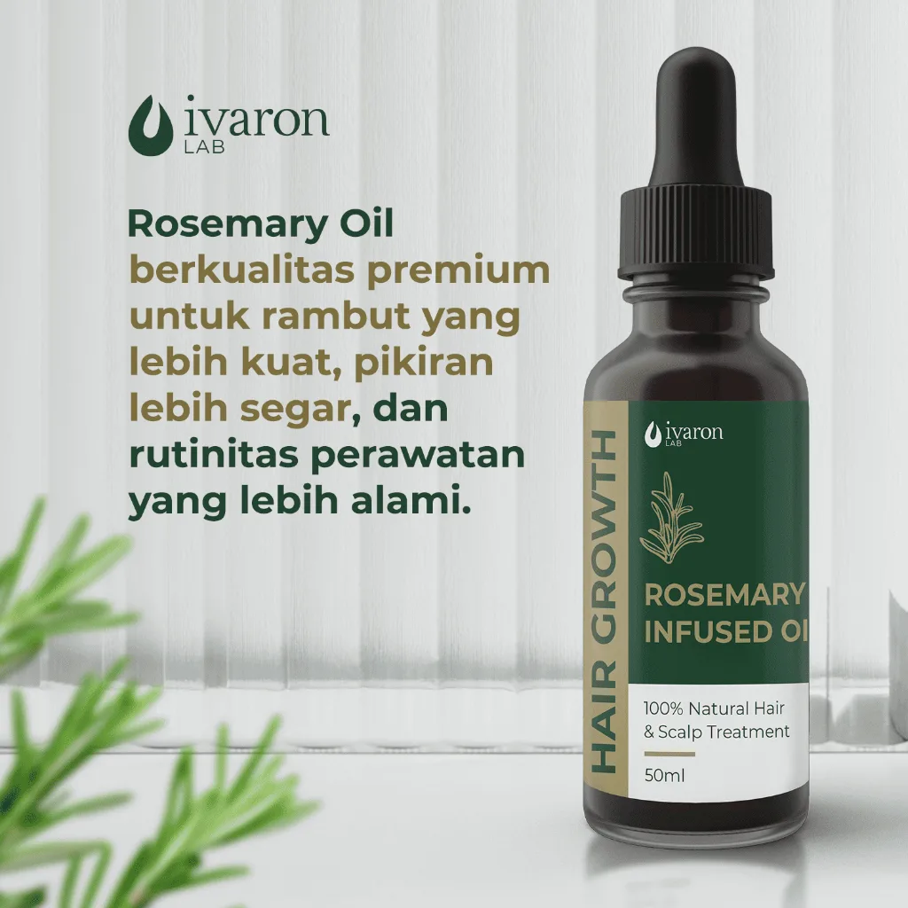 IVARON Rosemary Hair Growth Oil | Anti Rontok & Perawatan Kulit Kepala Alami 100% Natural 50ml