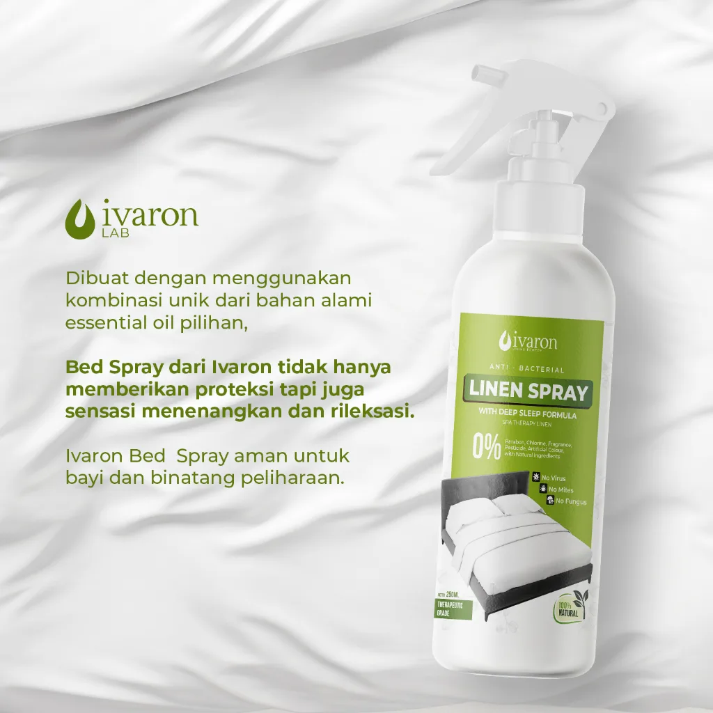 IVARON Linen Spray Spa Therapy Pengharum Sprei Kasur Anti Bacterial Anti Tungau 250ml