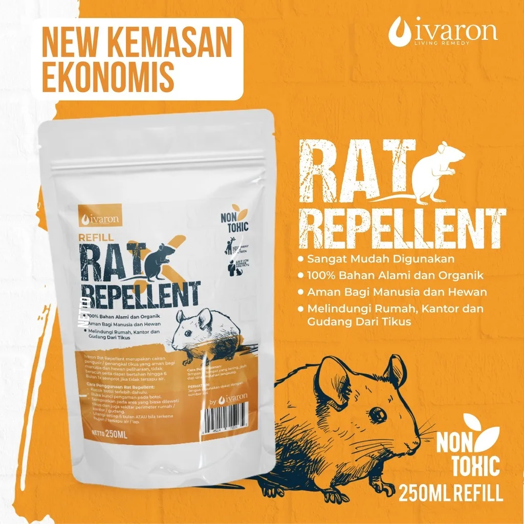 IVARON Paket Pengusir Tikus Rat Repellent Spray 250ml + Refill 250ml Pengusir Tikus Untuk Rumah dan Mobil