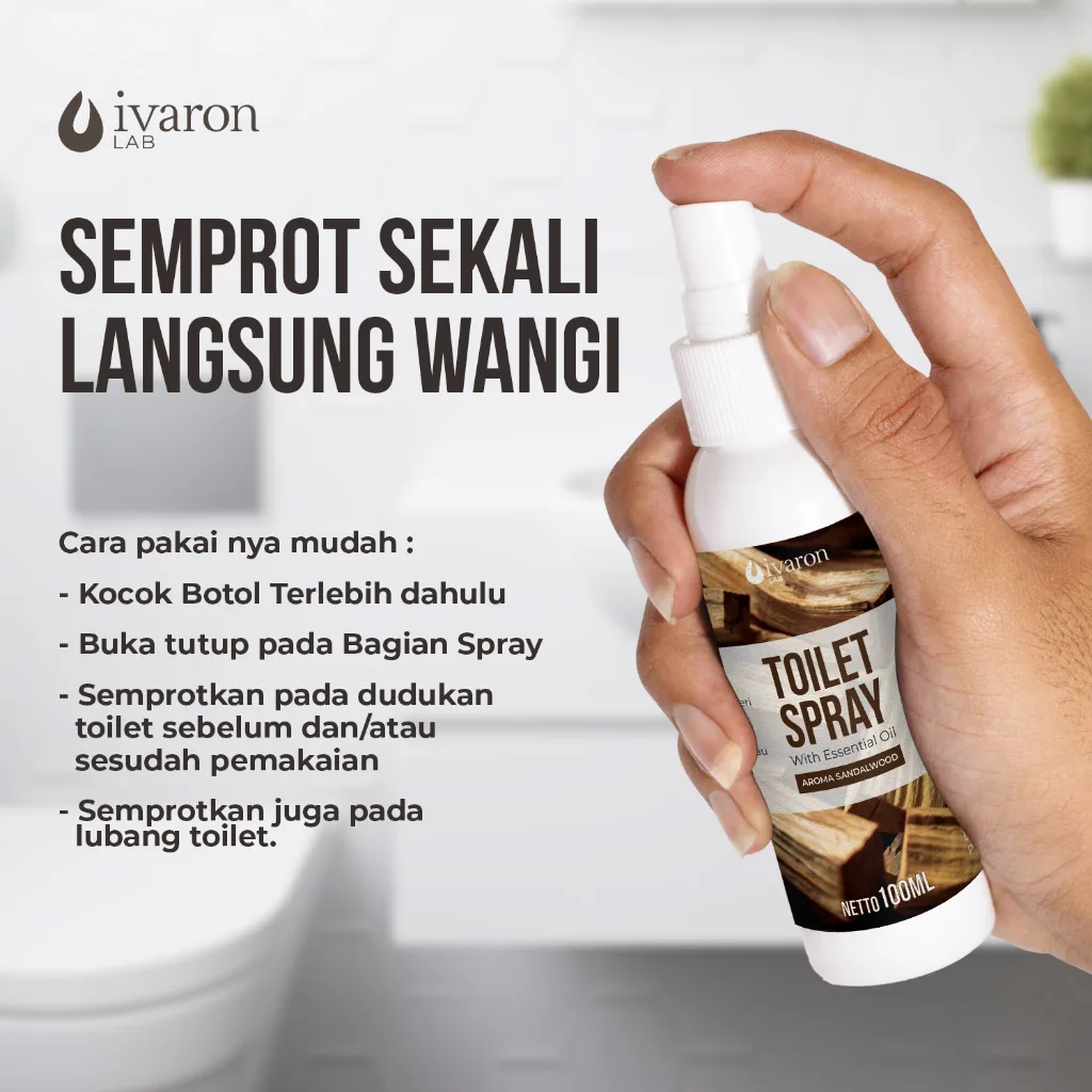 IVARON Toilet Spray Penghilang Bau Toilet Kamar Mandi Anti Bakteri Wangi Fresh Sendalwood 100ml