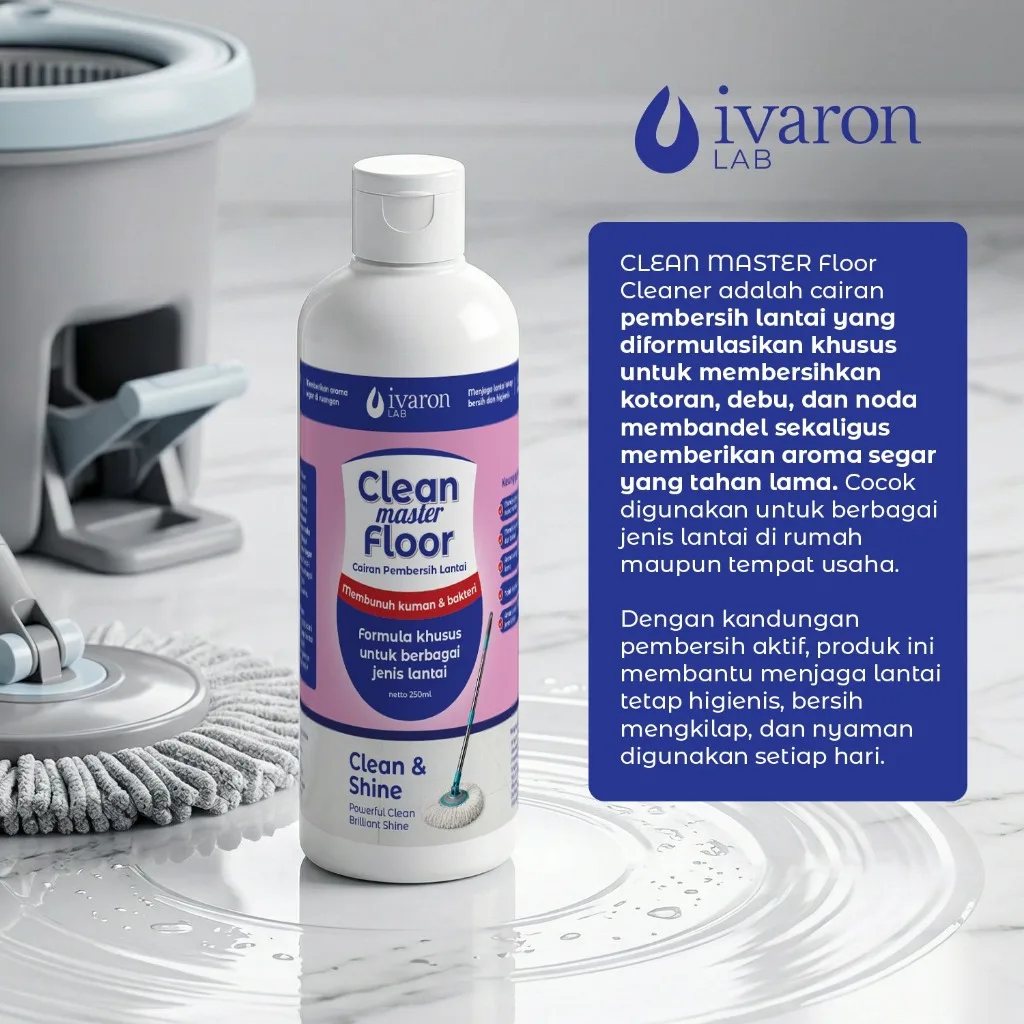 IVARON Clean Master Floor 250ml Cairan Pembersih Lantai Pembunuh Kuman Bakteri Clean Shine