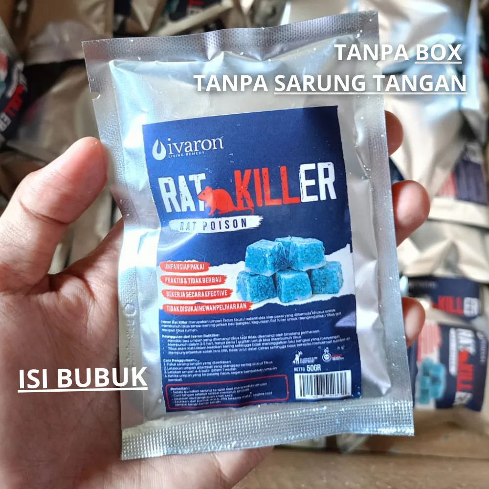 IVARON Racun Tikus Obat Pembasmi Rat Killer Mati Ditempat Umpan Kering Anti Hama Kebun & Rumah