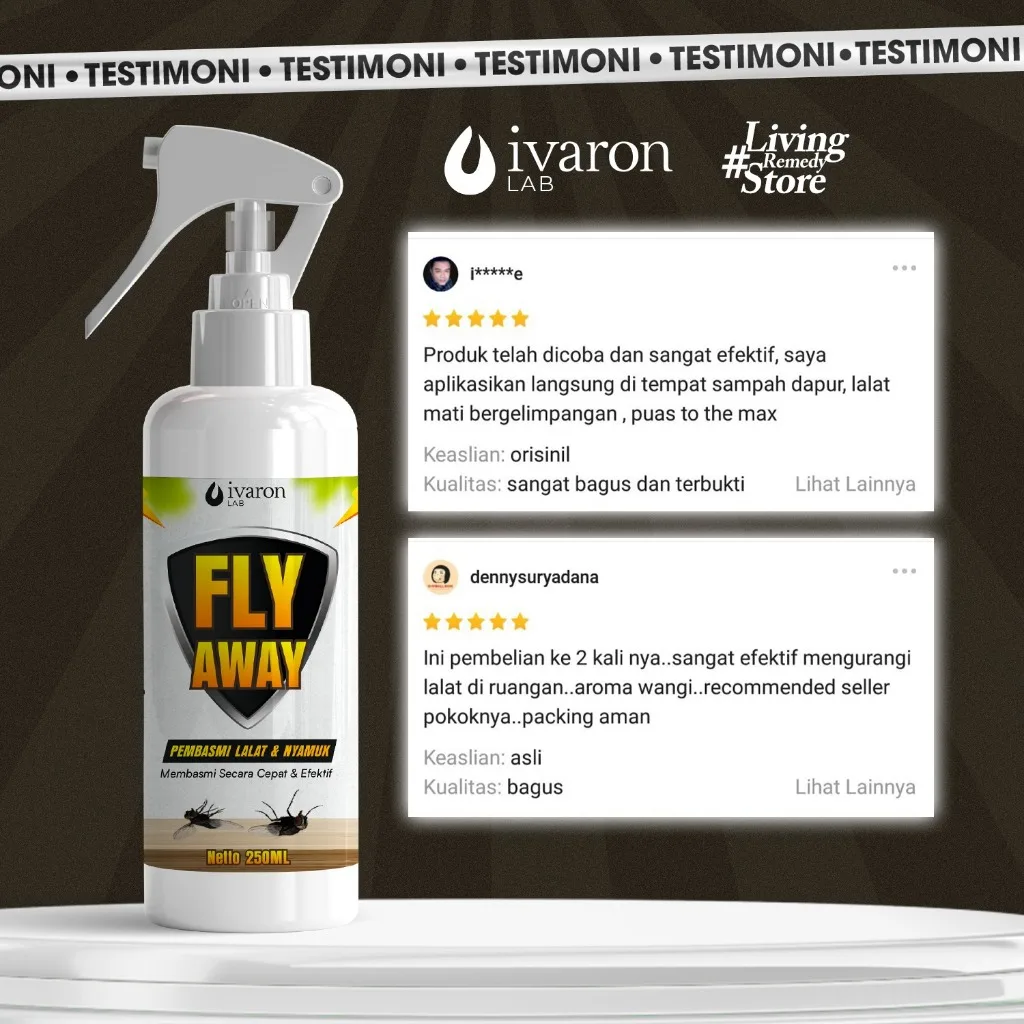 IVARON Racun Anti Lalat Obat Pengusir Pembasmi Pembunuh Dirumah Pembunuh Spray Fly Away