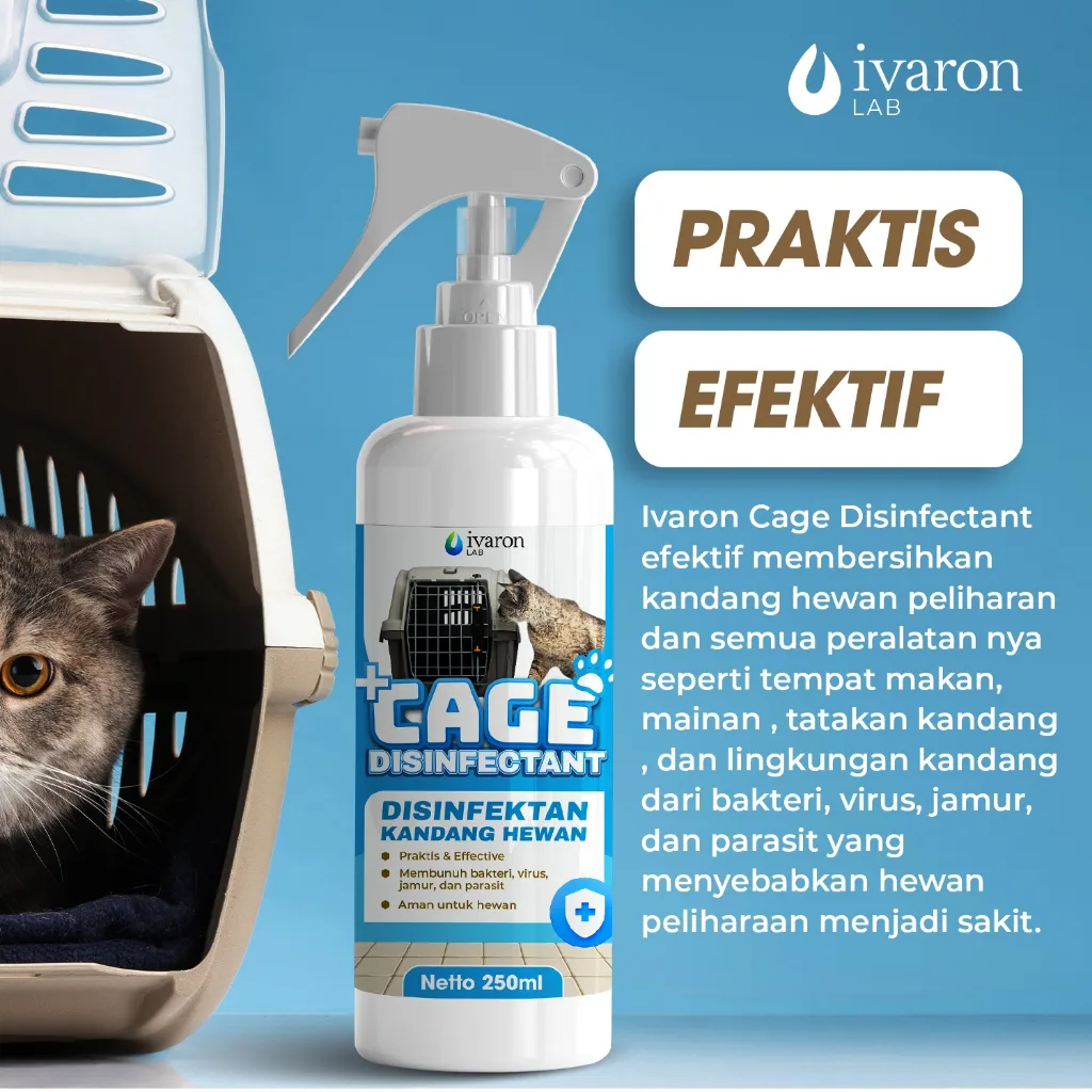 IVARON Disinfektan Kandang Kucing Anjing Penghilang Bau Kotoran Kucing Pet Cage Odor Remover Spray
