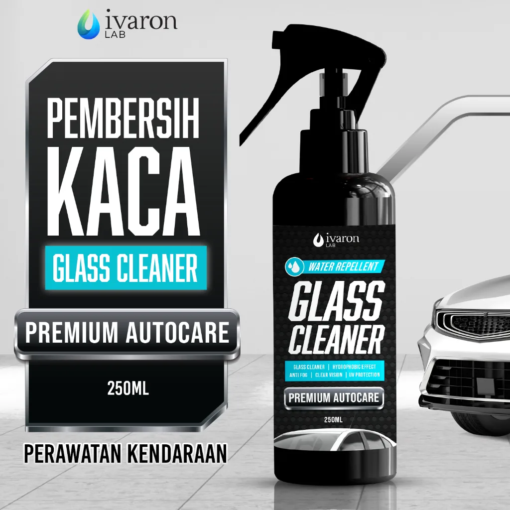 IVARON Paket Pembersih Jamur Kaca Mobil dan Jendela Spray 250ml + Refill 250ml Glass Cleaner