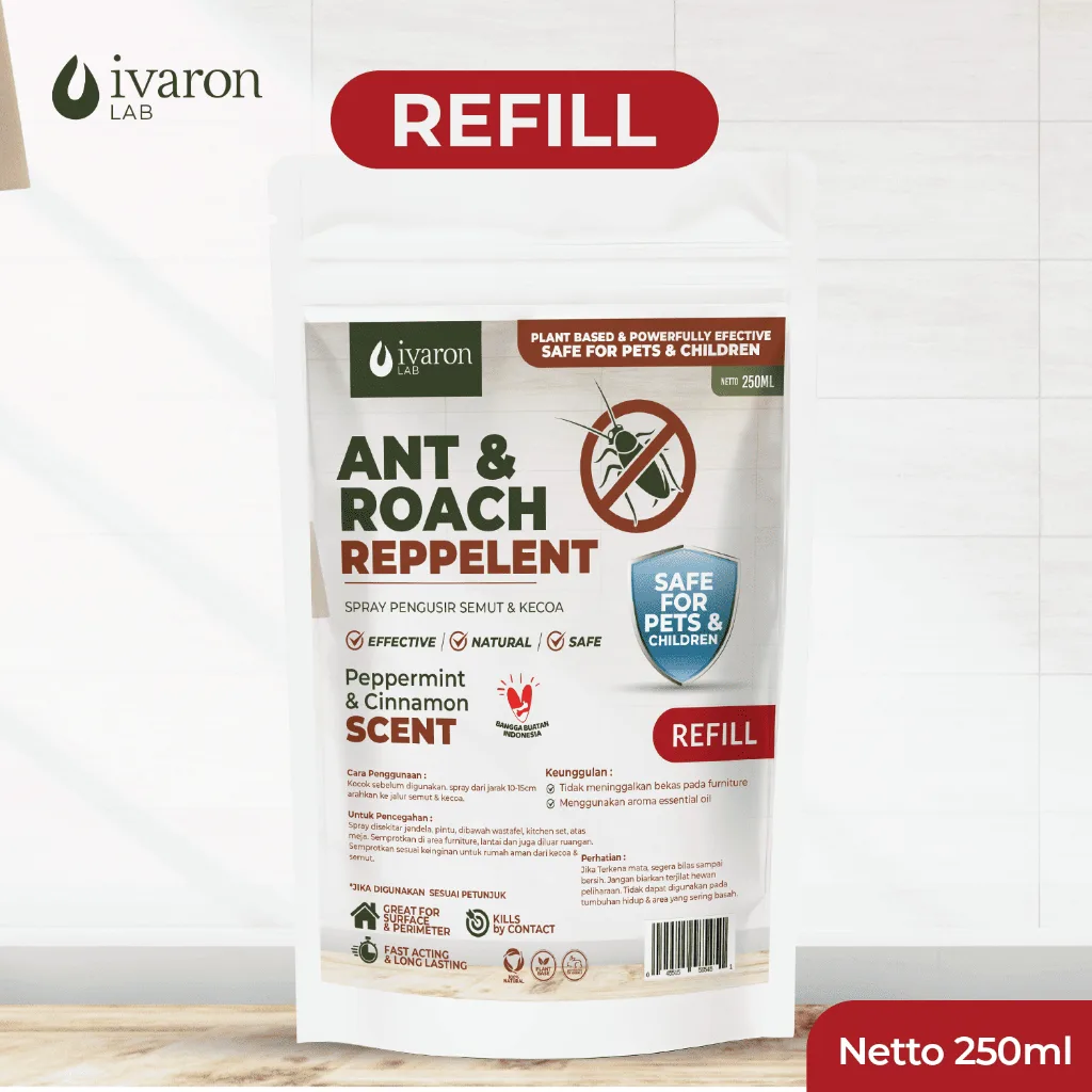 IVARON Paket Racun Kecoa dan Pembasmi Semut Spray 250ml + Refill 250ml Pembasmi Kecoa Paling Ampuh