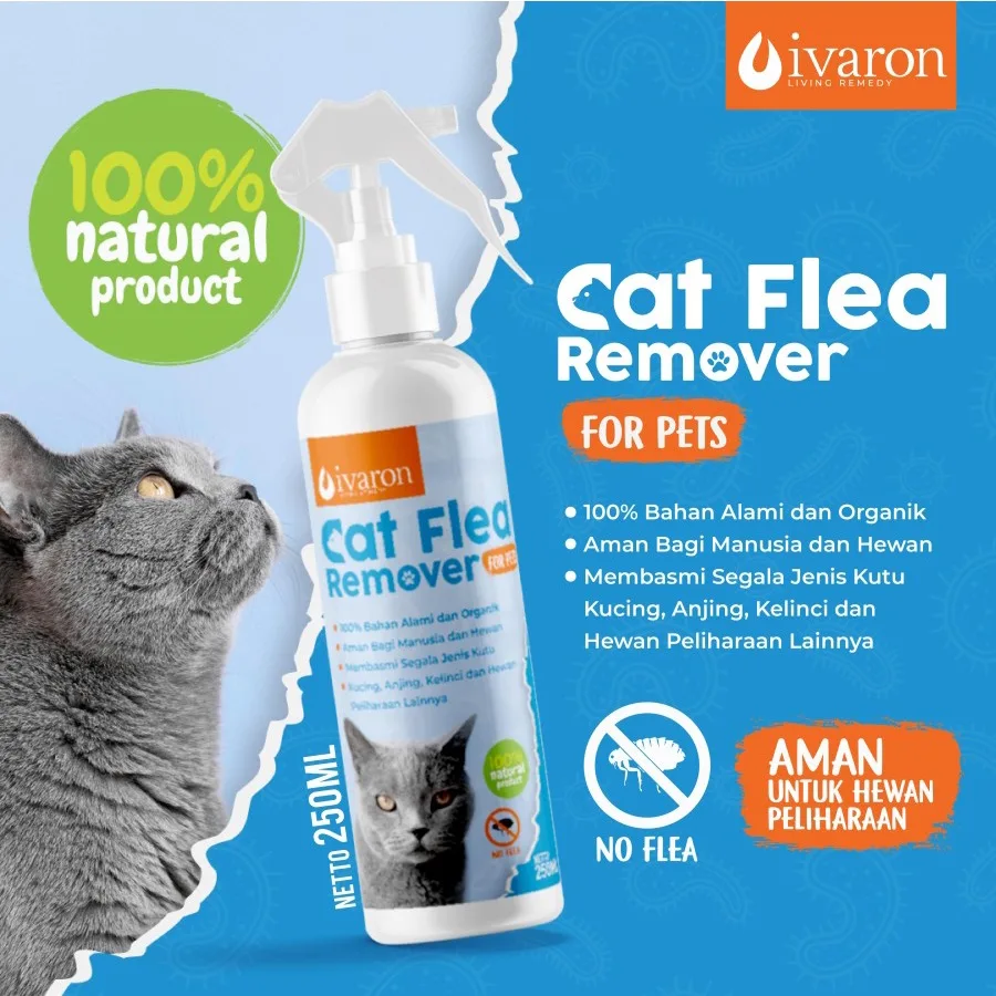 IVARON Obat Kutu Kucing Spray Flea Remover Pembasmi Kutu Hewan Aman Jika Terjilat 250ml