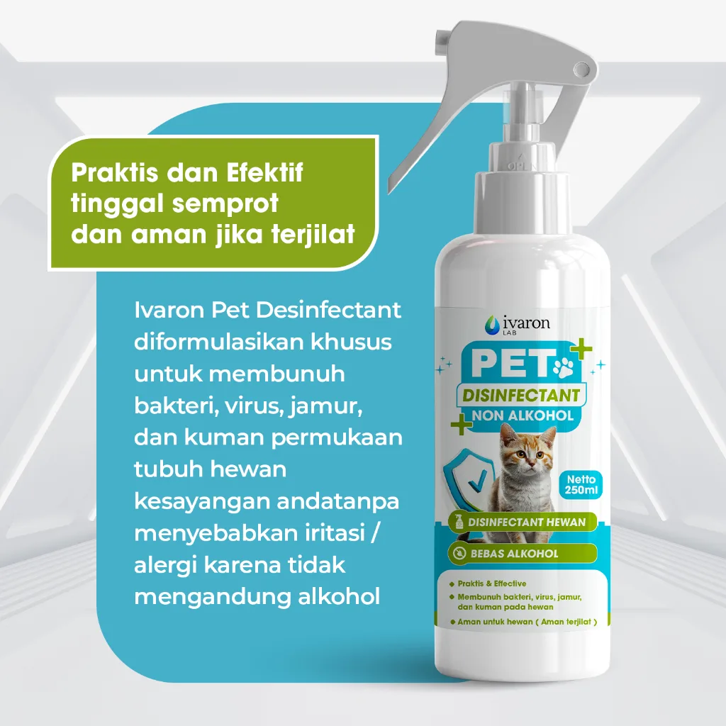 IVARON Disinfektan Kucing & Anjing – Aman Dijilat Basmi Virus & Bakteri Obat Kutu Kucing Kandang
