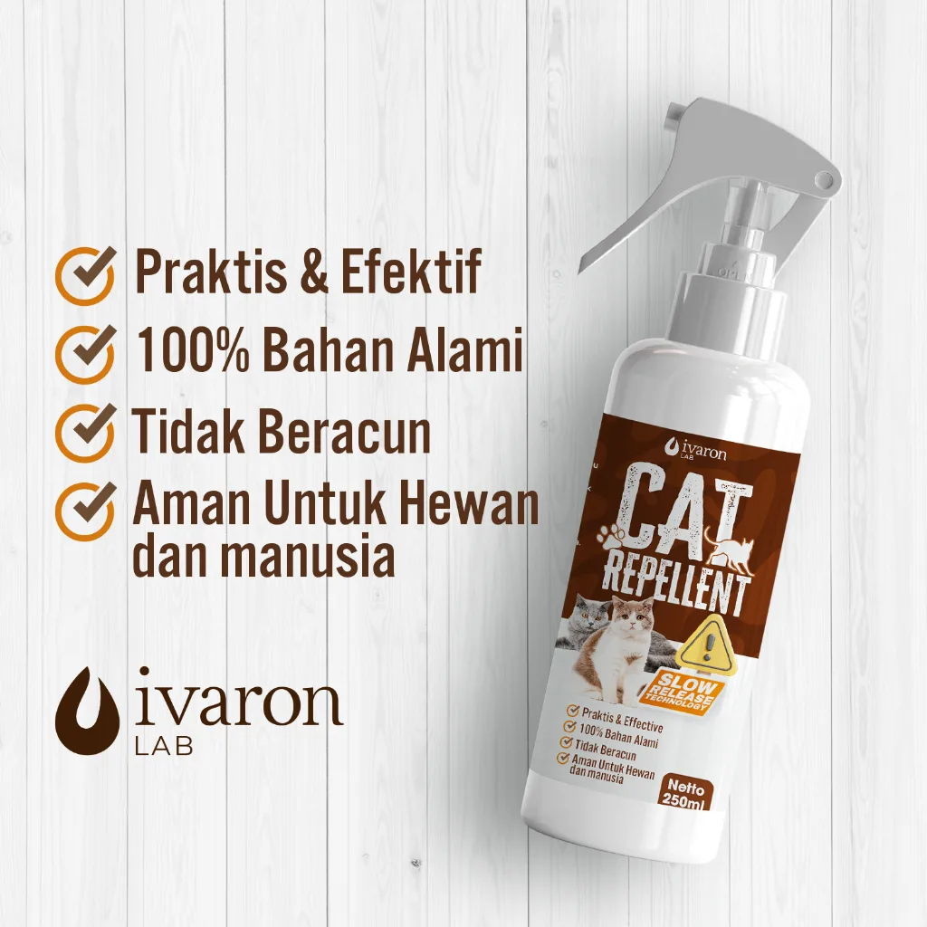 IVARON Paket Pengusir Kucing Cat Repellent Spray 250ml + Refill 250ml Semprotan Anti Kucing Ampuh