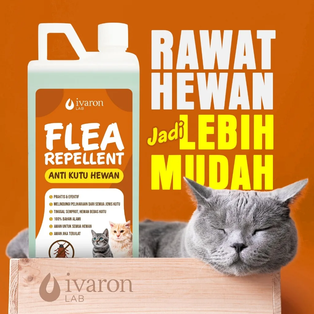 IVARON Obat Kutu Kucing 1L / Pembasmi & Pengusir Kutu Kucing Flea Reppelent Aman Terjilat