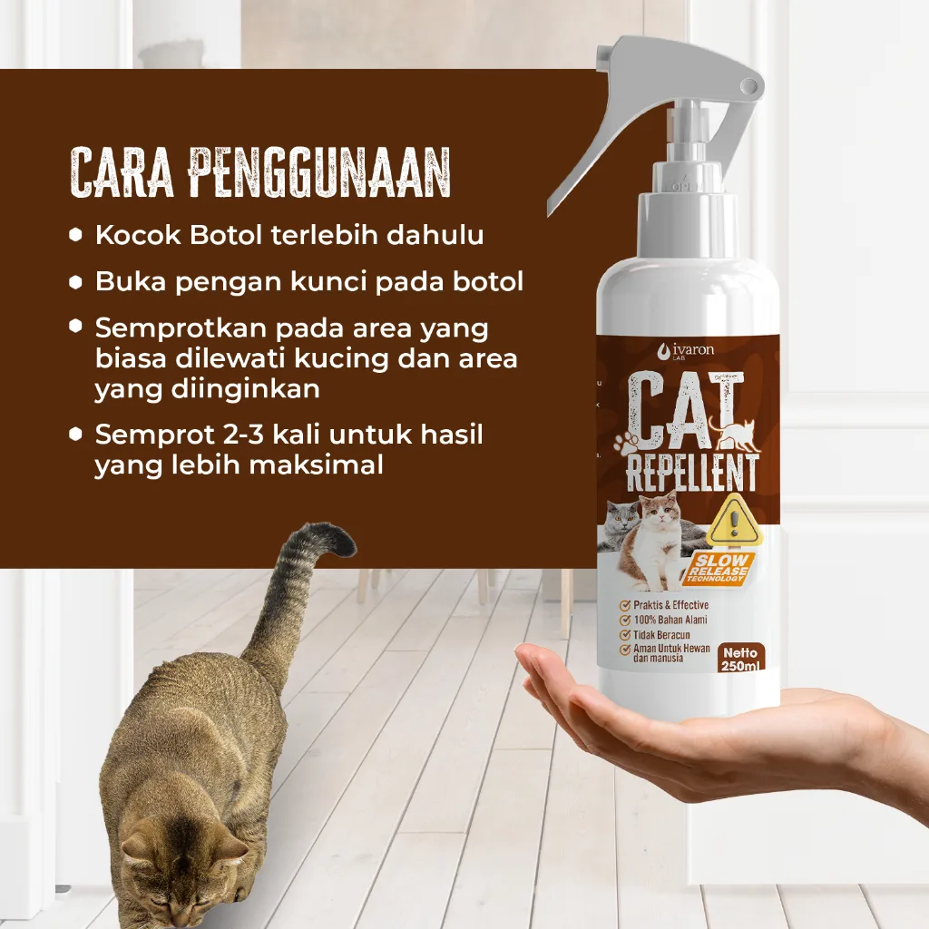 IVARON Pengusir Kucing Cat Repellent Semprot Anti Pipis Kucing Herbal Aman Untuk Hewan 250ml