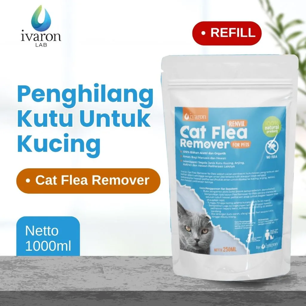 IVARON Obat Kutu Kucing Cat Flea Alami 250ml | Spray Pembasmi Penghilang Kutu Refill untuk Hewan Peliharaan
