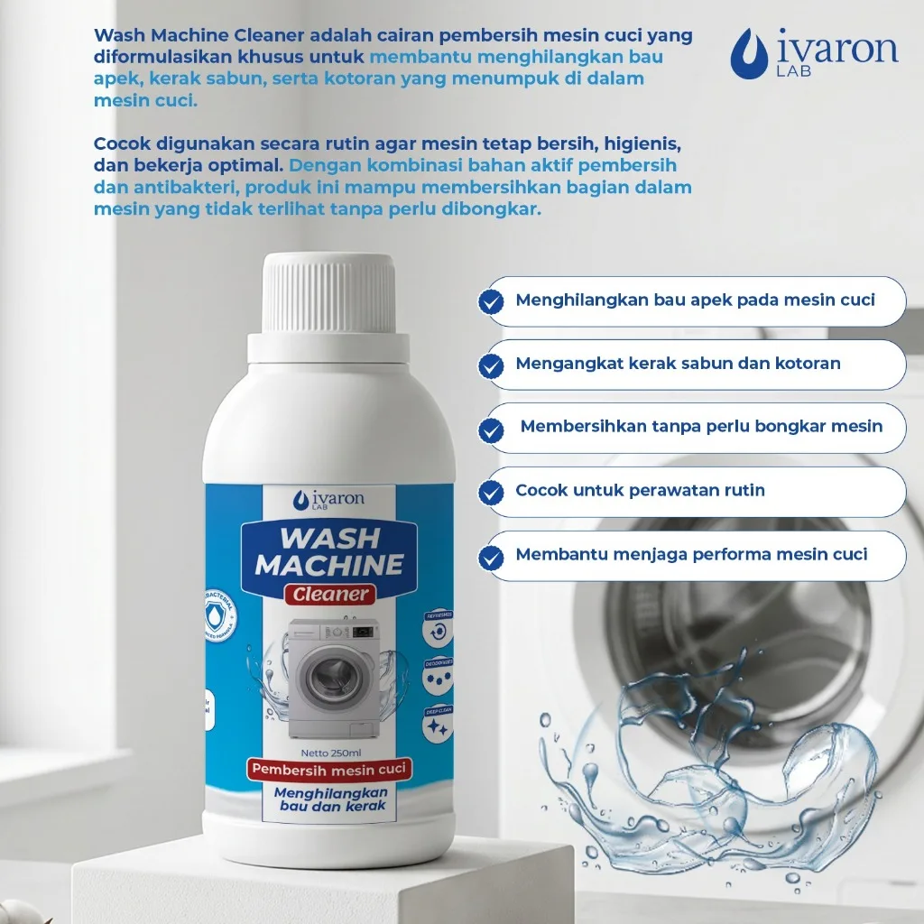 IVARON Wash Machine Cleaner Pembersih Mesin Cuci Cair 250ml Anti Bau Jamur Kotoran Tabung