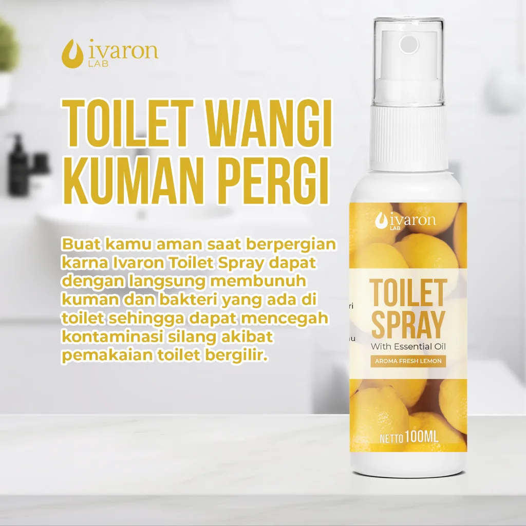 IVARON Toilet Spray Fresh Lemon Penghilang Bau Toilet Sanitizer Natural Essential Oil 100ml