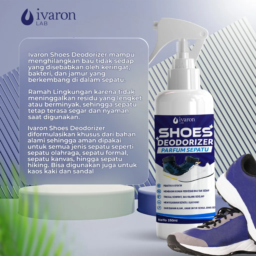 IVARON Parfum Sepatu Shoes Deodorizer Anti Bau Dan Bakteri Penghilang Kaki Pewangi Sepatu Foot Spray
