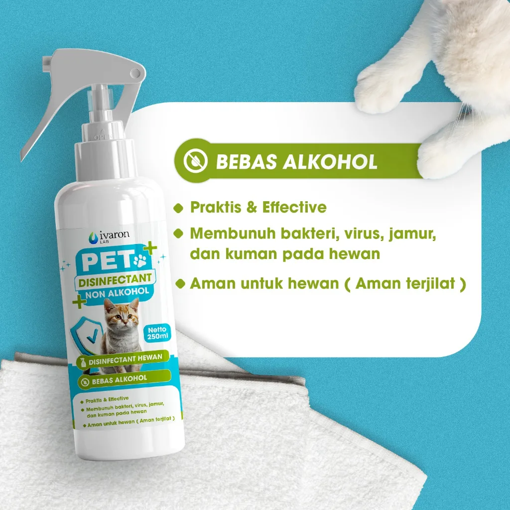 IVARON Disinfektan Kucing & Anjing – Aman Dijilat Basmi Virus & Bakteri Obat Kutu Kucing Kandang