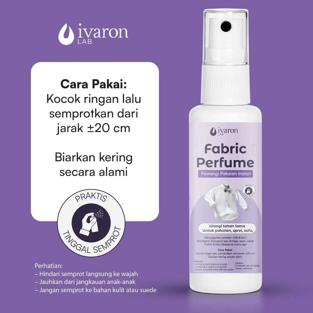 IVARON Fabric Perfume – Pewangi Pakaian Instan Wangi Tahan Lama Anti Bau 100ml