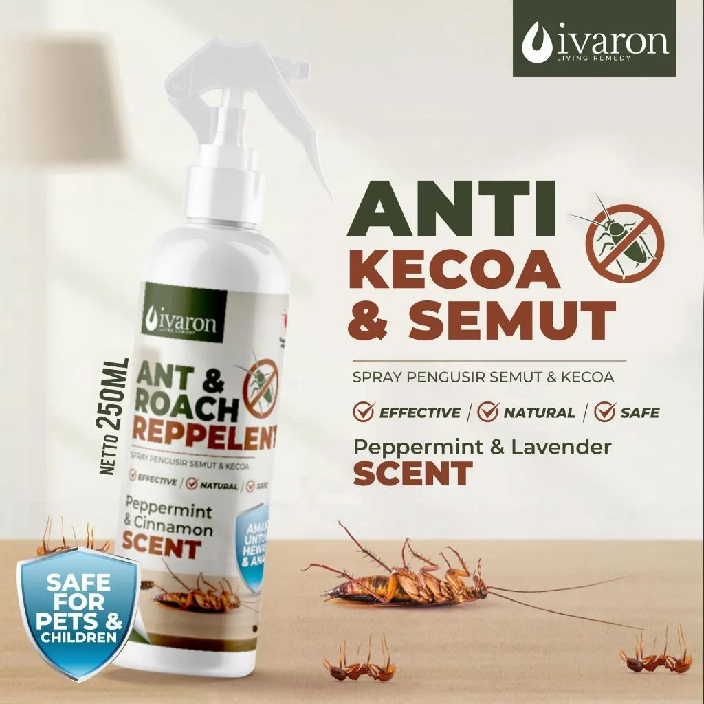 IVARON Paket Racun Kecoa dan Pembasmi Semut Spray 250ml + Refill 250ml Pembasmi Kecoa Paling Ampuh