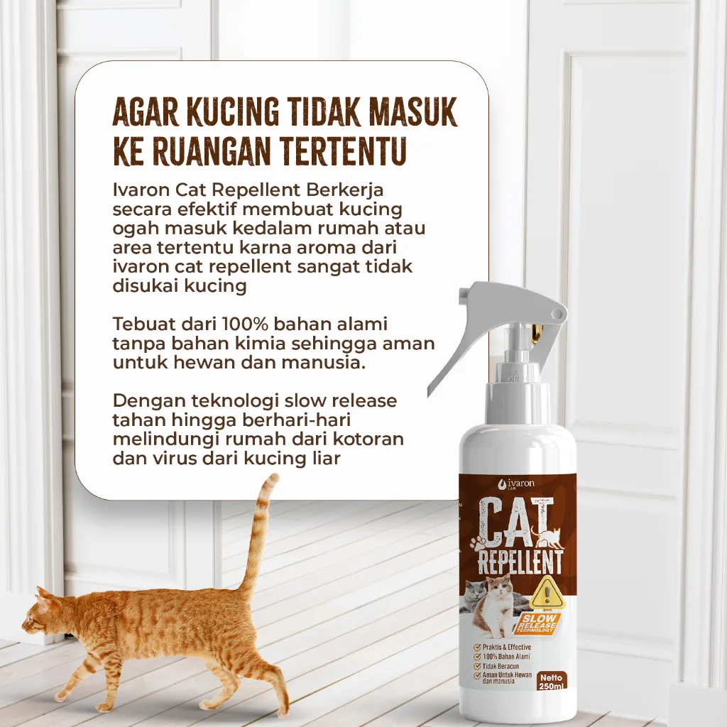 IVARON Paket Pengusir Kucing Cat Repellent Spray 250ml + Refill 250ml Semprotan Anti Kucing Ampuh