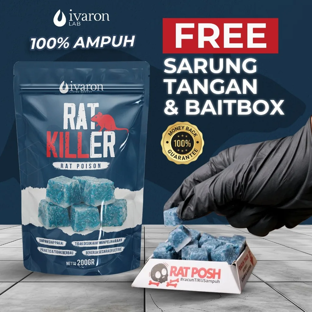 IVARON Paket Rat Killer Racun Tikus Mati Kering & Pembasmi Semut Serangga Kecoa
