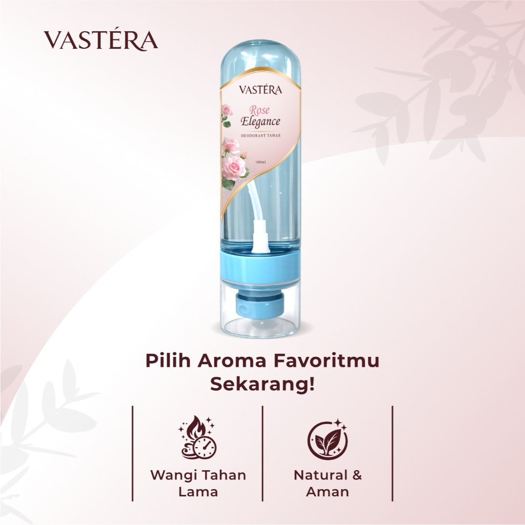VASTERA Deodorant Spray Tawas Rose Elegance 100ml Penghilang Bau Ketiak & Kaki Tahan Lama Premium