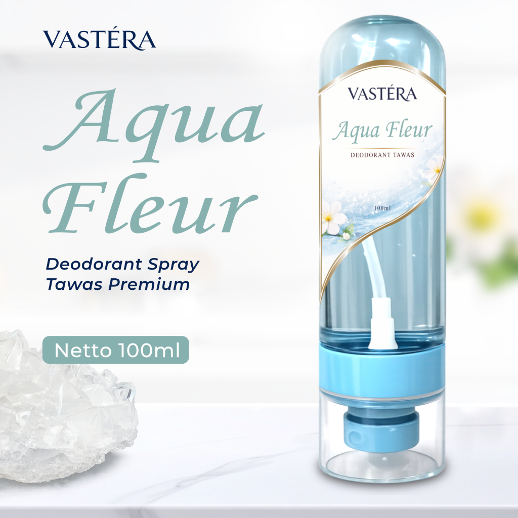 VASTERA Deodorant Spray Tawas Aqua Fleur 100ml Penghilang Bau Ketiak & Kaki Tahan Lama Premium
