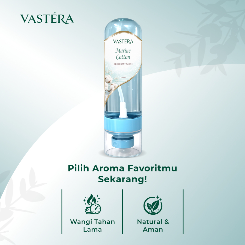 VASTERA Deodorant Spray Tawas Marine Cotton 100ml Penghilang Bau Ketiak & Kaki Tahan Lama Premium