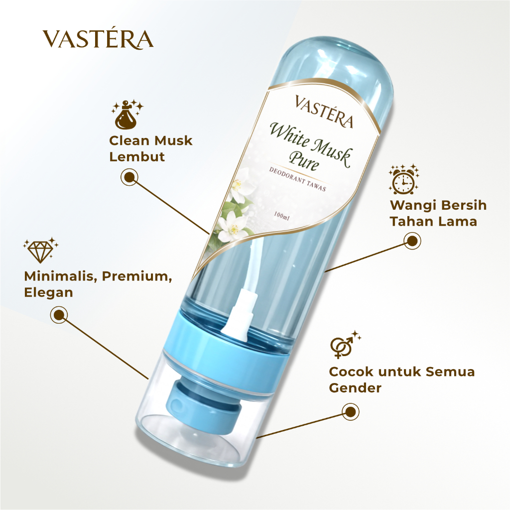 VASTERA Deodorant Spray Tawas Vanilla Cashmere 100ml Penghilang Bau Ketiak & Kaki Tahan Lama Premium