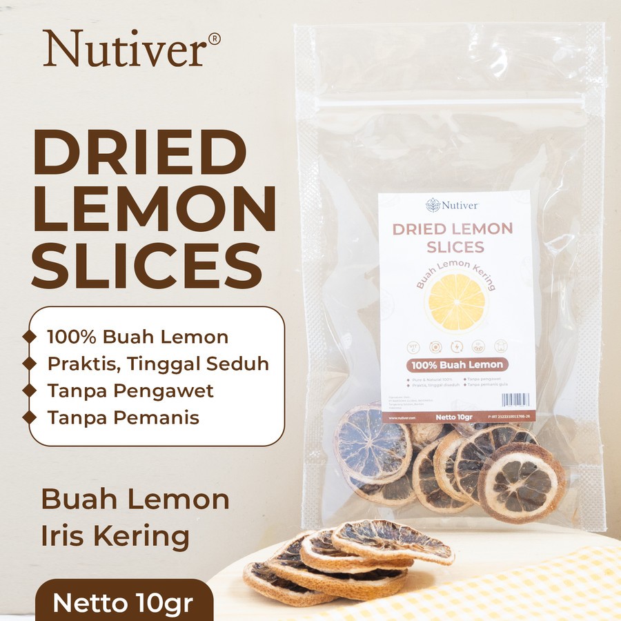 NUTIVER Lemon Kering Alami Dried Lemon Slices untuk Infused Water & Teh Minuman Sehat Diet Detox