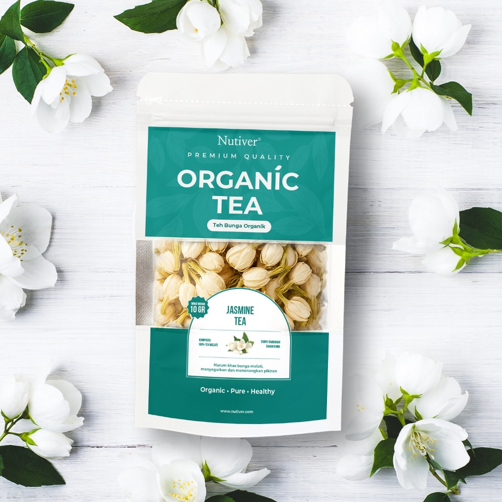 Nutiver Teh Bunga Melati Organik Organic Tea Jasmine  Premium Relaxing Aroma Harum Alami 10gr