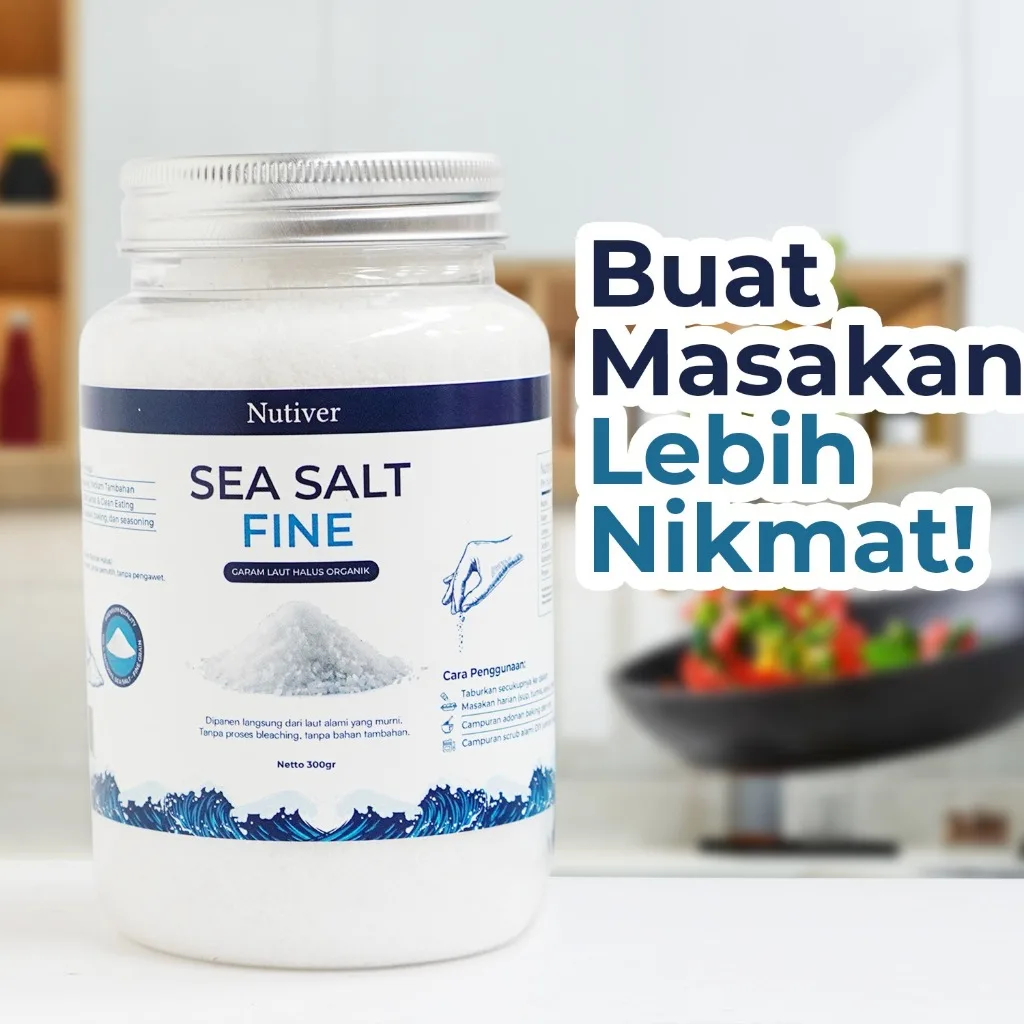 Nutiver Sea Salt Fine 300gr Garam Laut Halus Organik Tanpa Yodium Tambahan untuk Diet