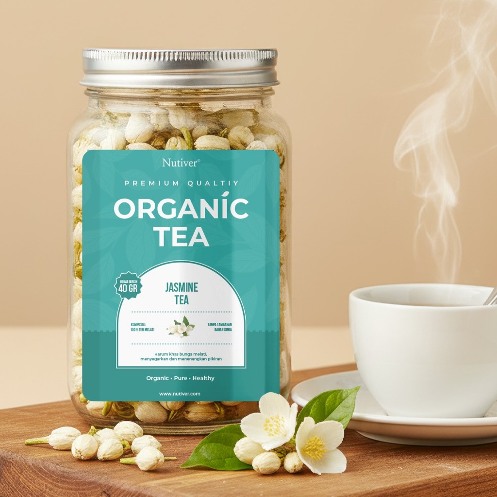 Nutiver Teh Bunga Melati Organik Organic Tea Jasmine  Premium Relaxing Aroma Harum Alami 40gr