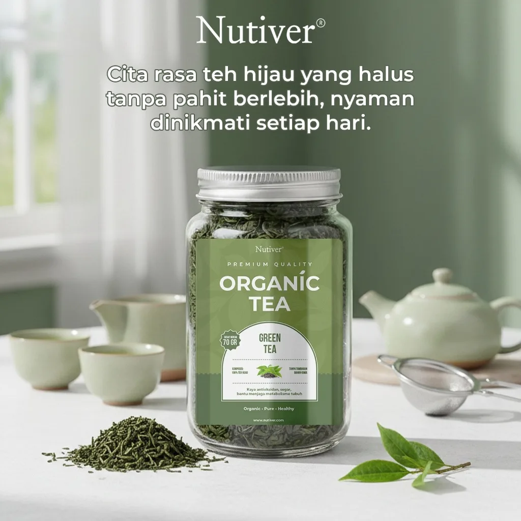 NUTIVER Green Tea Organik Teh Hijau Premium Loose Leaf Natural