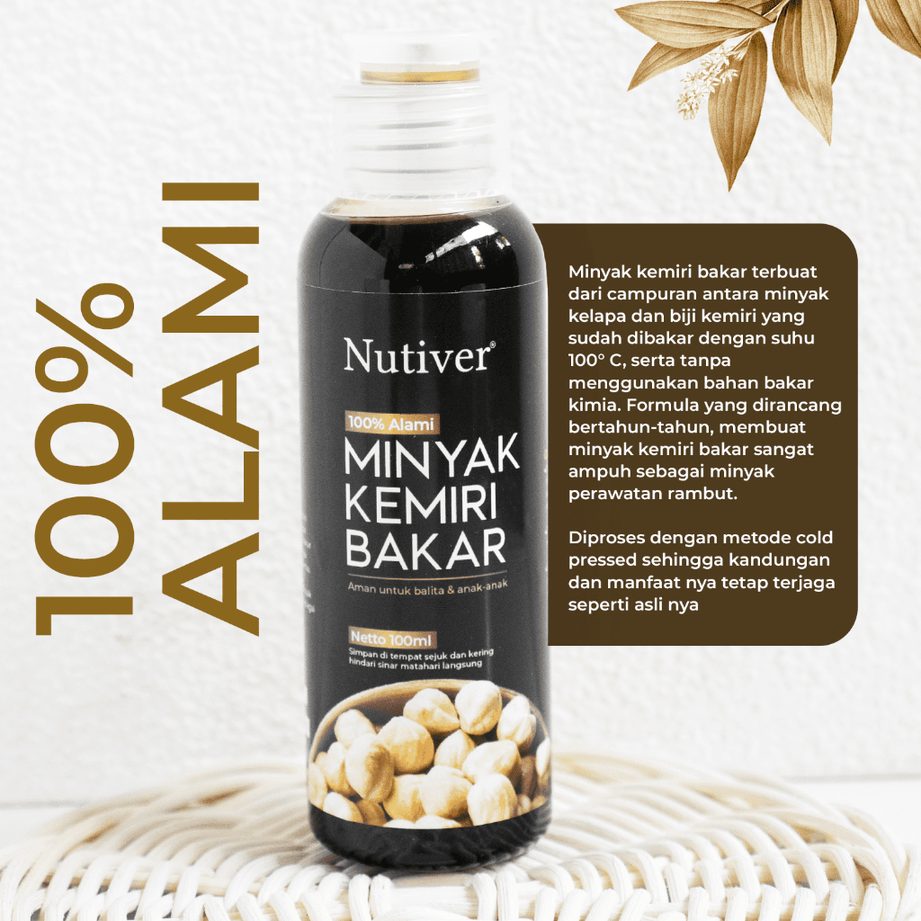 NUTIVER Minyak Kemiri Bakar Penumbuh Rambut  Murni 100ml Perawatan Rambut & Kulit Kepala Alami