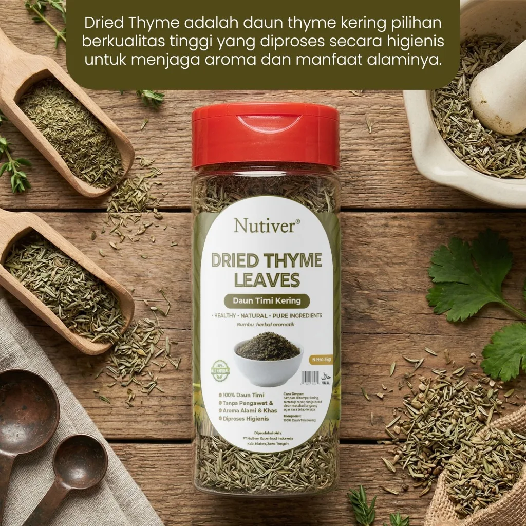 NUTIVER Dried Thyme Leaves 35gr Daun Timi Kering Bumbu Masak Western Non MSG Premium Tanpa Pengawet