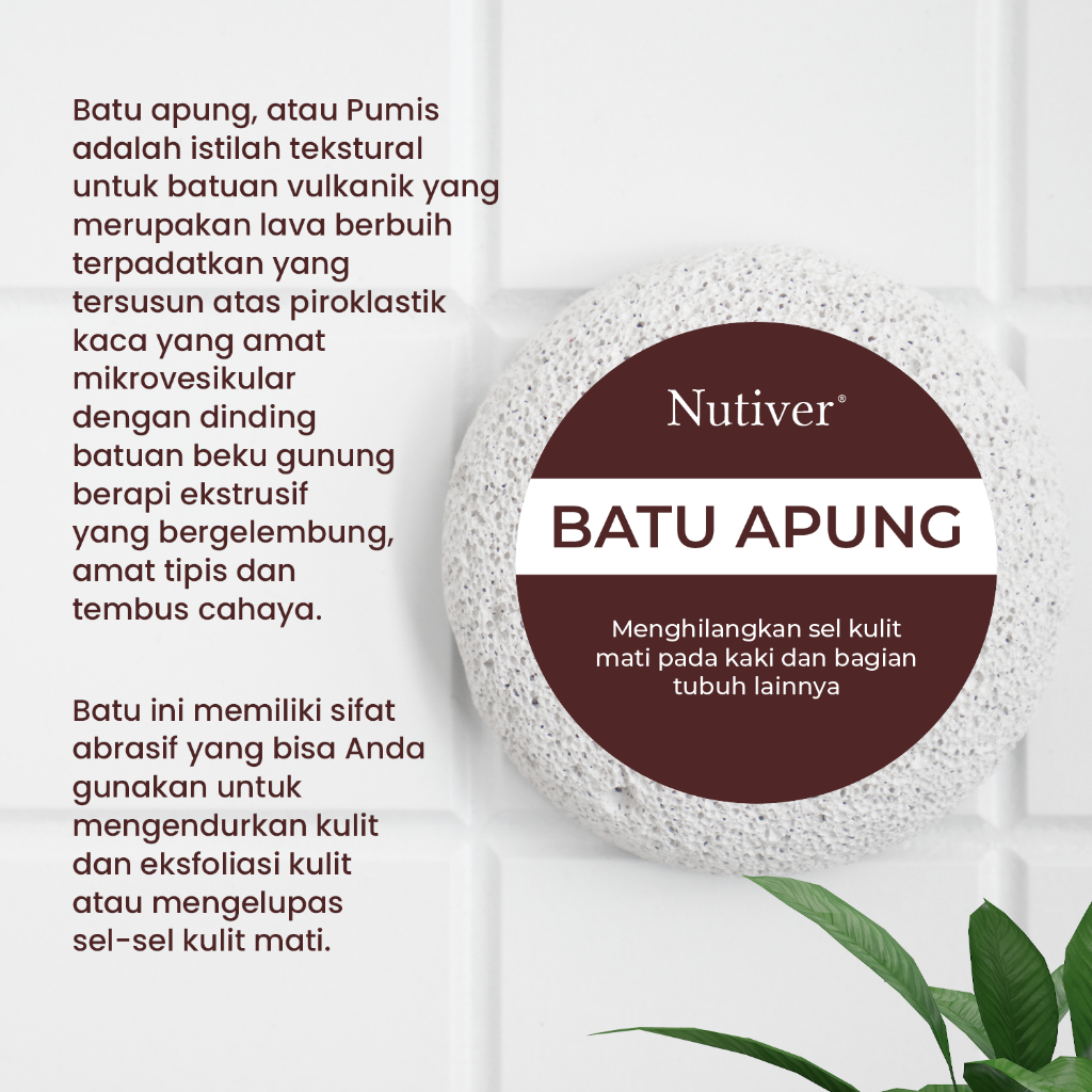 NUTIVER Batu Apung Natural Lava Stone Penghilang Sel Kulit Mati & Kapalan